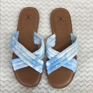 NWOT - Shade & Shore Women's Blue Tie-Dye Sandals SIze 9